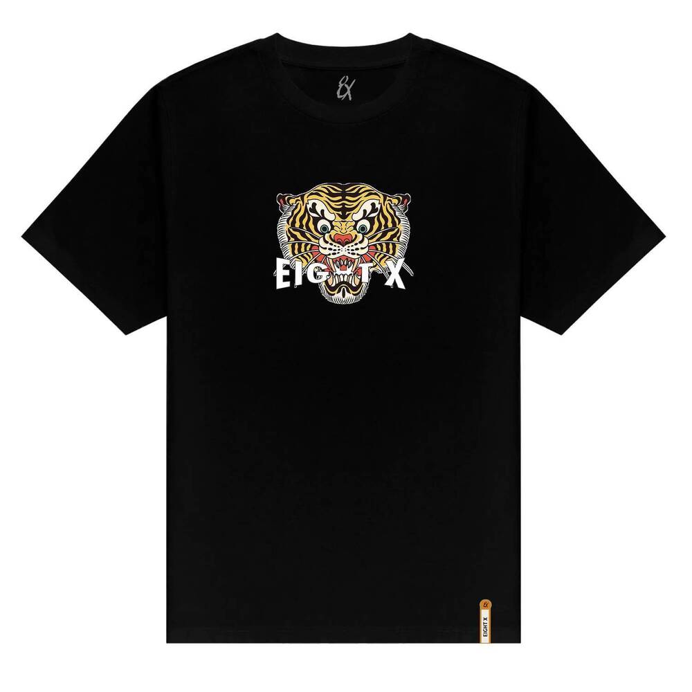 NEW EIGHT X men's feline graphic t-shirt in black